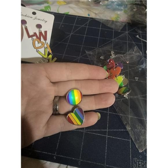 6 Pairs Rainbow Earrings Pride |  Earrings Rainbow - Picture 4 of 8